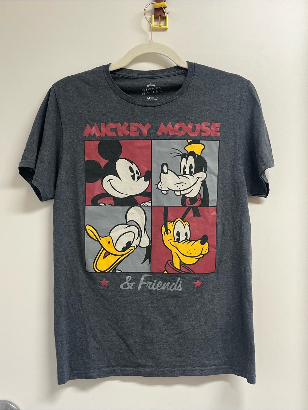 Disney Charcoal Mickey & Friends Graphic Tee with Yellow Accents